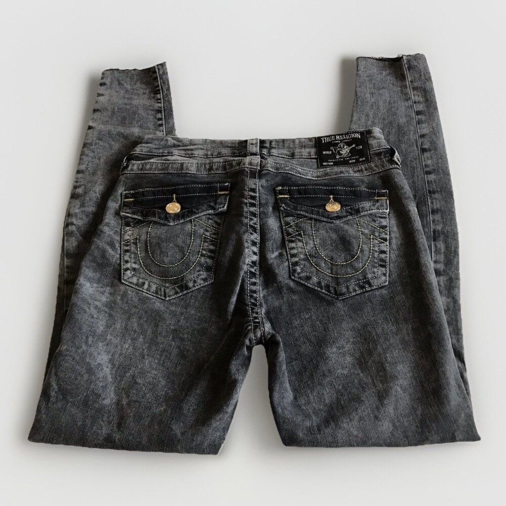 True Religion Jennie Curvy Mid Rise Super Skinny Super Skinny Size 28 Distressed